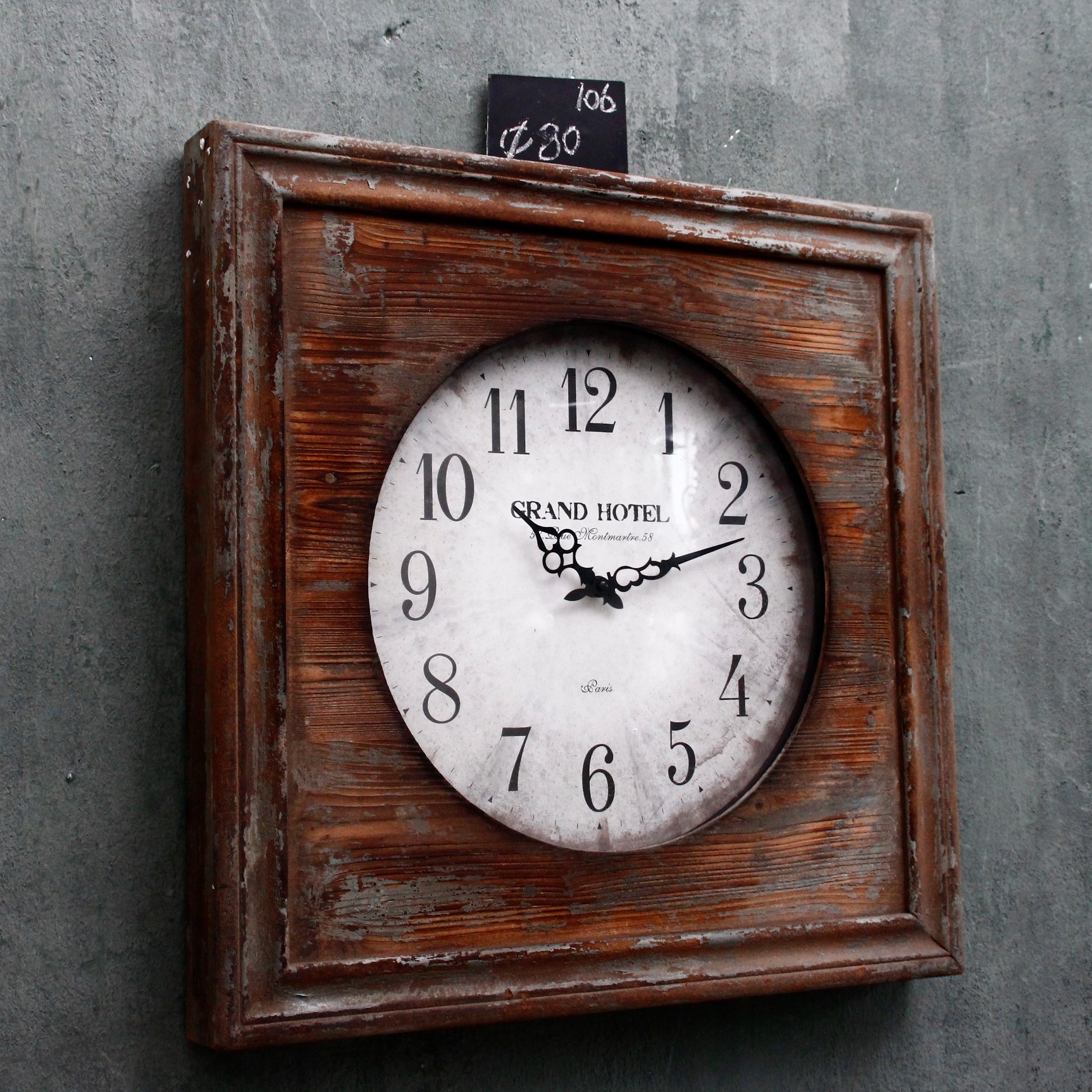 跨境货源复古静音挂钟客厅挂表美式乡村手工怀旧实木时钟