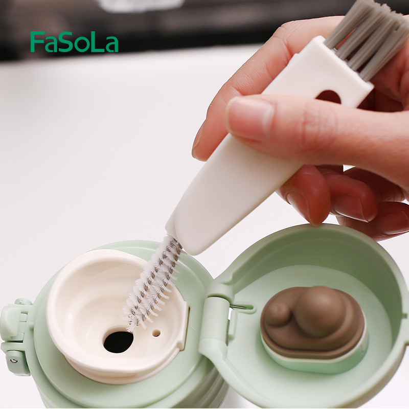 FaSoLa厨房三效合一清洁刷水杯盖杯口角落缝隙沟槽脏污清洁刷子
