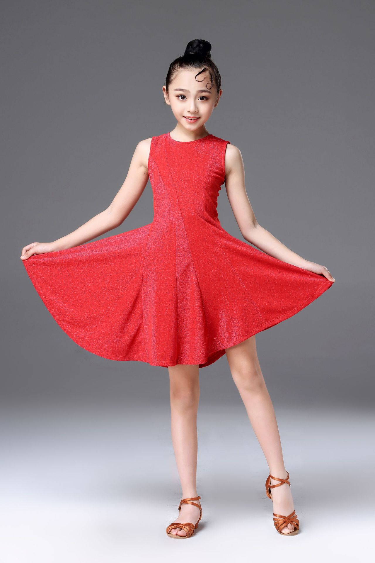 儿童拉丁舞裙女童拉丁舞练功裙女孩跳舞服装少儿比赛考级比赛服装