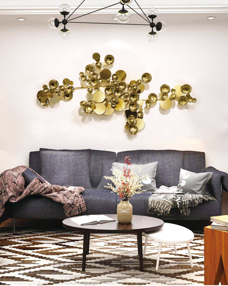 简约酒店金属墙饰壁饰挂件沙发餐厅铁艺墙上装饰民宿金色创意壁挂