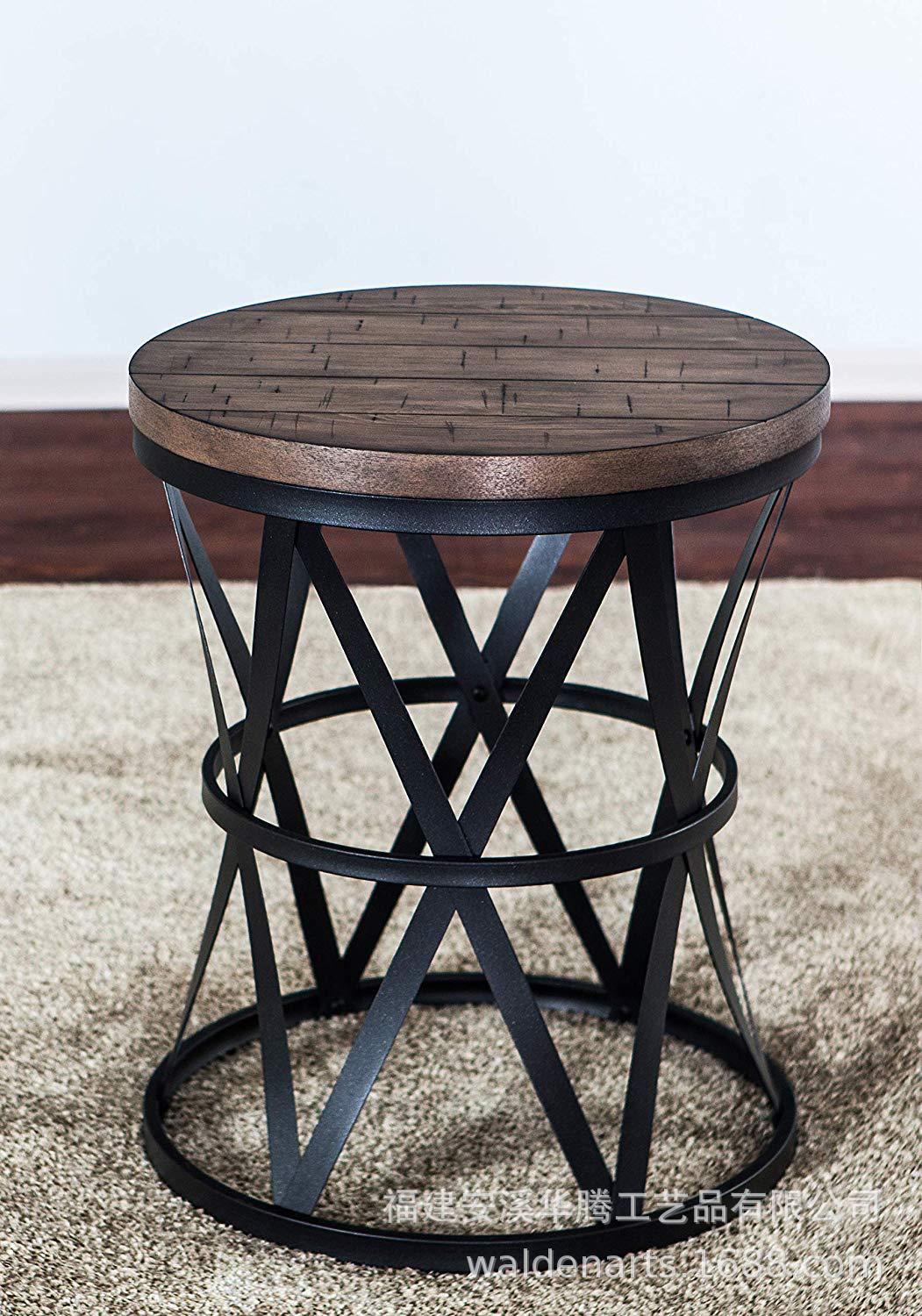 美式乡村风格时尚复古铁艺圆桌茶几