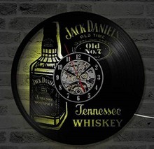 Jack Daniel啤酒瓶黑胶唱片挂钟时钟 家居创意装饰