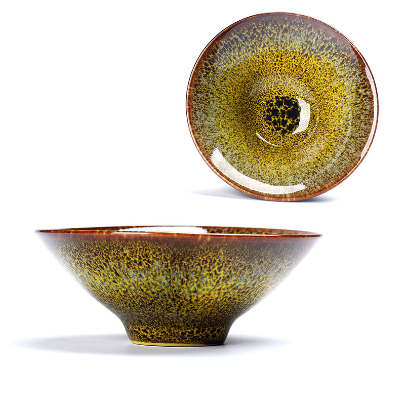 新款陶瓷建盏斗笠杯 窑变品茗杯 功夫茶碗单杯日用陶瓷茶杯批发