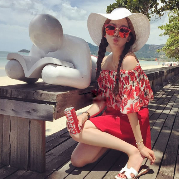 Xi GE Star Same Style Korean Dongdaemun Trendy Color Film Semi-Rimless Sunglasses Marble Pattern Trendy Reflective Sunglasses