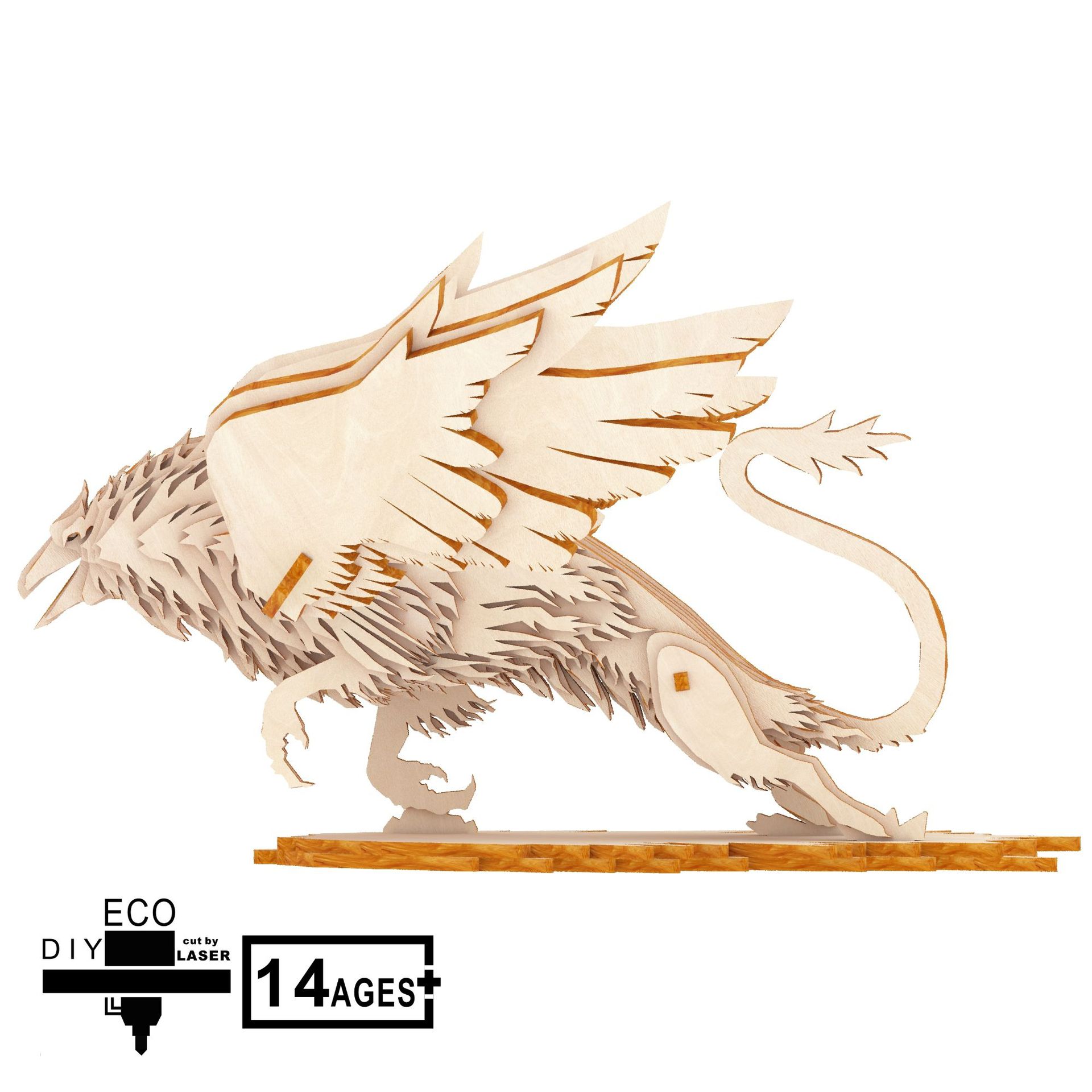 馨联玩具厂家批发diy木质手工拼插玩具3d立体拼图拼板狮鹫模型