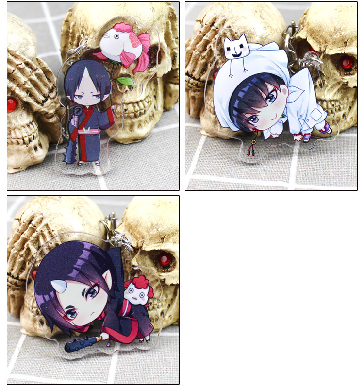 动漫钥匙扣 鬼灯的冷彻 白泽 亚克力动漫周边人形挂件