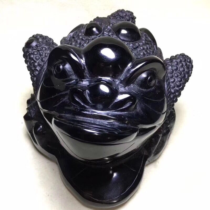 晶醇黑曜石金蟾摆件腰缠万贯蟾蜍家居风水财富水晶办公室礼品