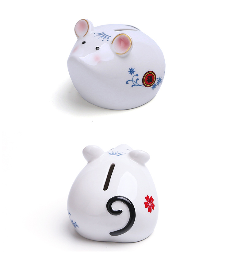 生肖老鼠存钱罐陶瓷可爱小老鼠摆件创意鼠年公司商务礼品儿童礼物