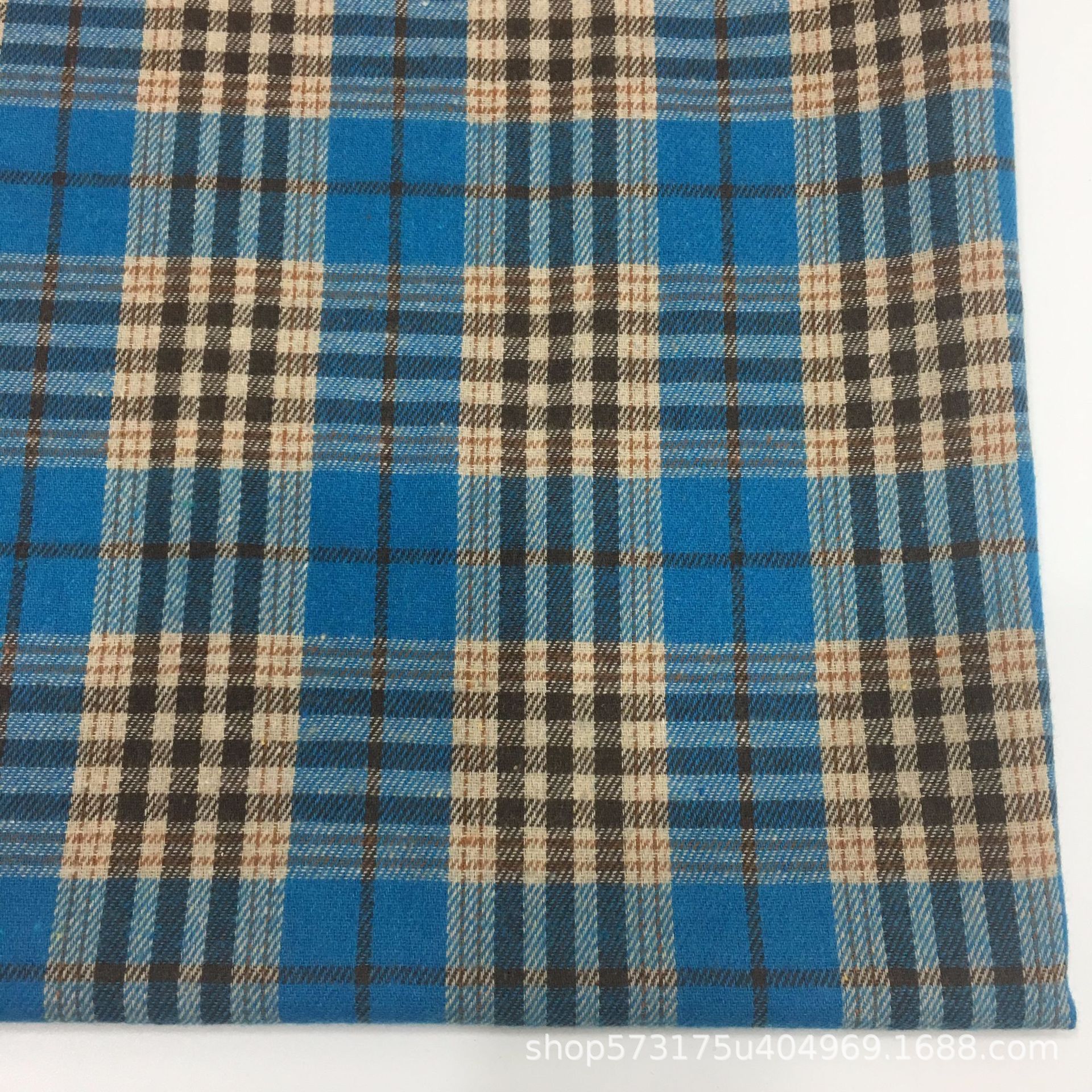 涤棉磨毛色织格子布 法兰绒苏格兰衬衫布童装百褶裙 鞋材箱包面料