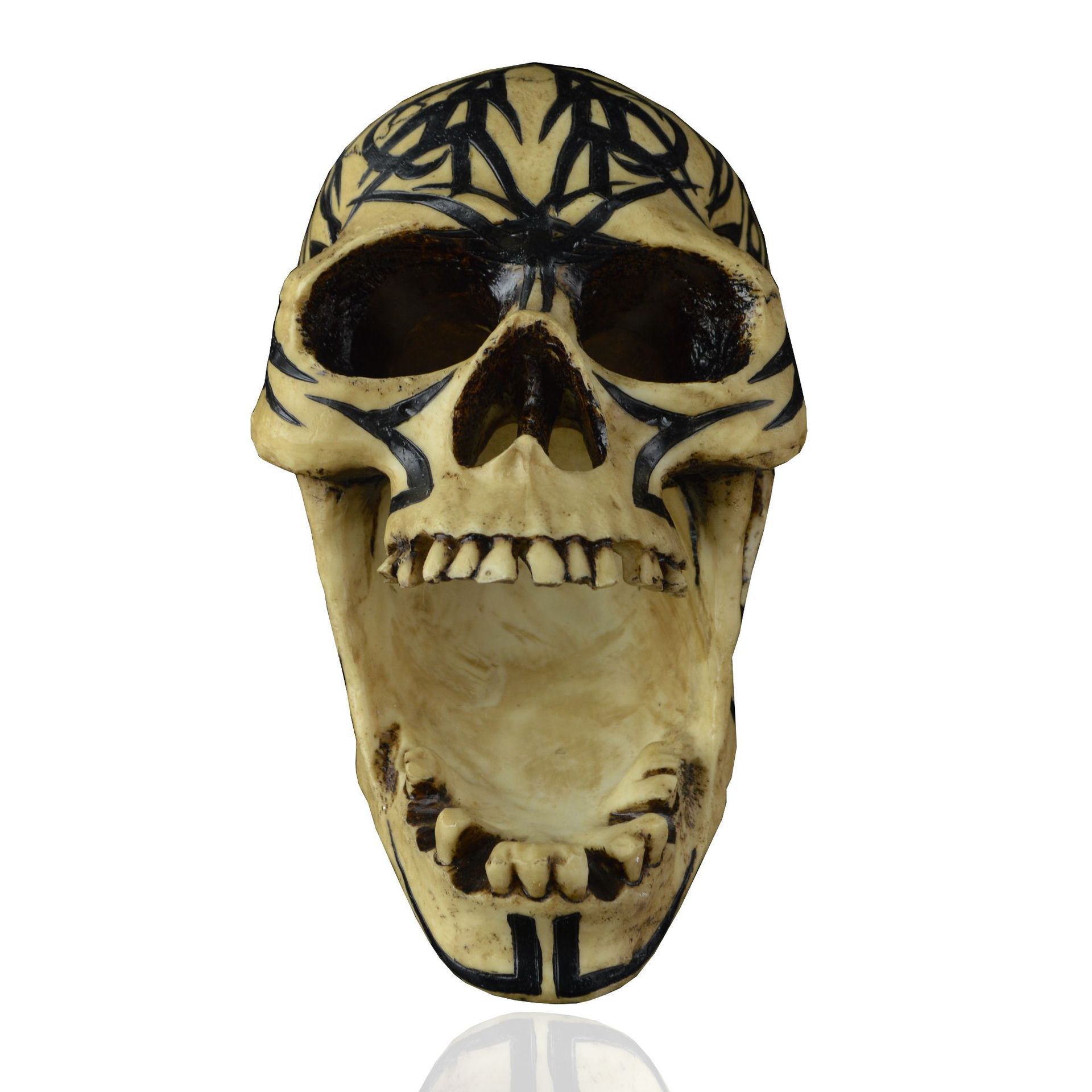 万圣节装饰创意玩具恐怖搞怪恶搞整蛊整人面具树脂骷髅头花纹鬼头