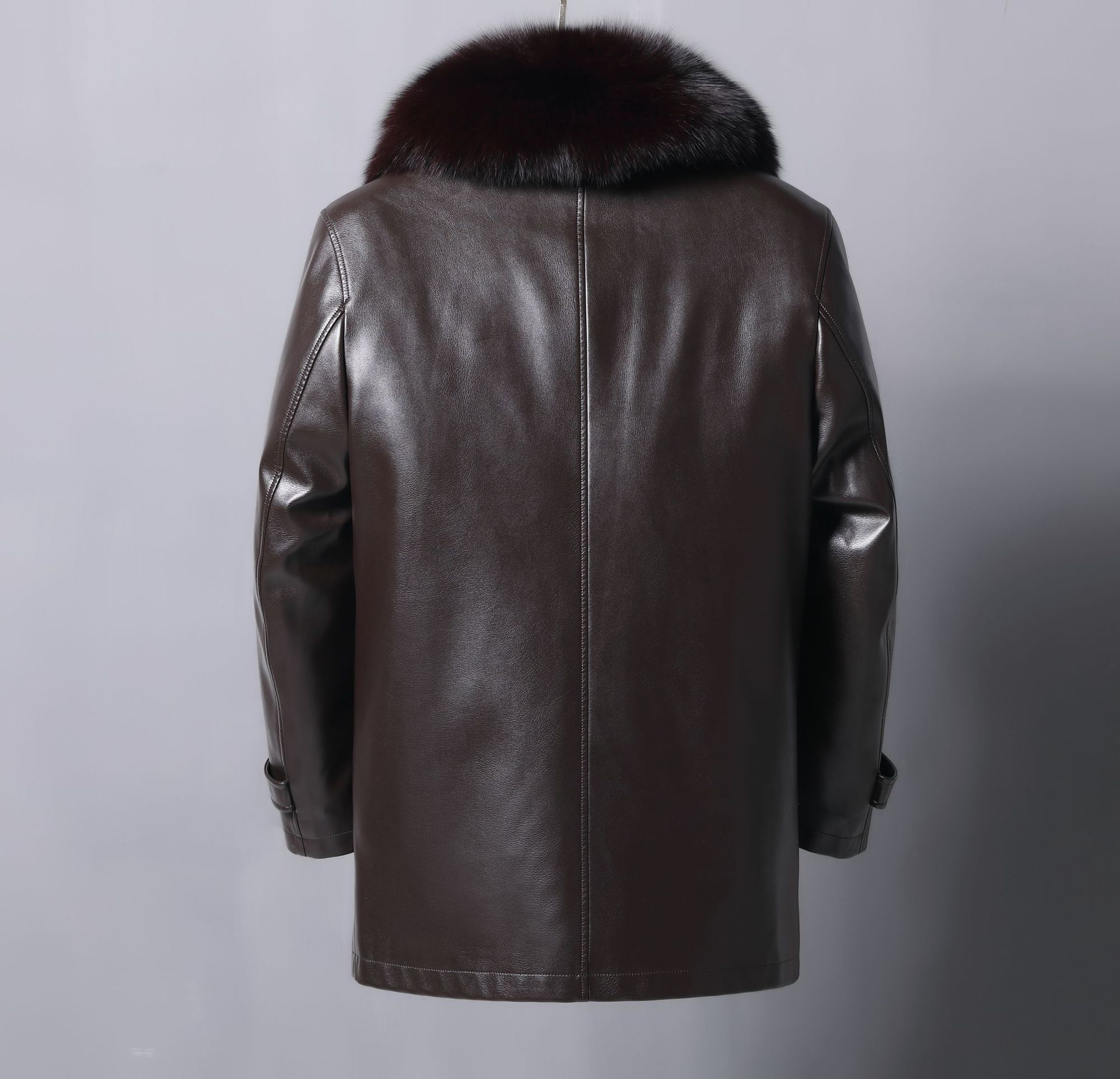 2018男士绵羊皮翻领真皮尼克服水貂领兔毛内胆中长款加厚皮大衣