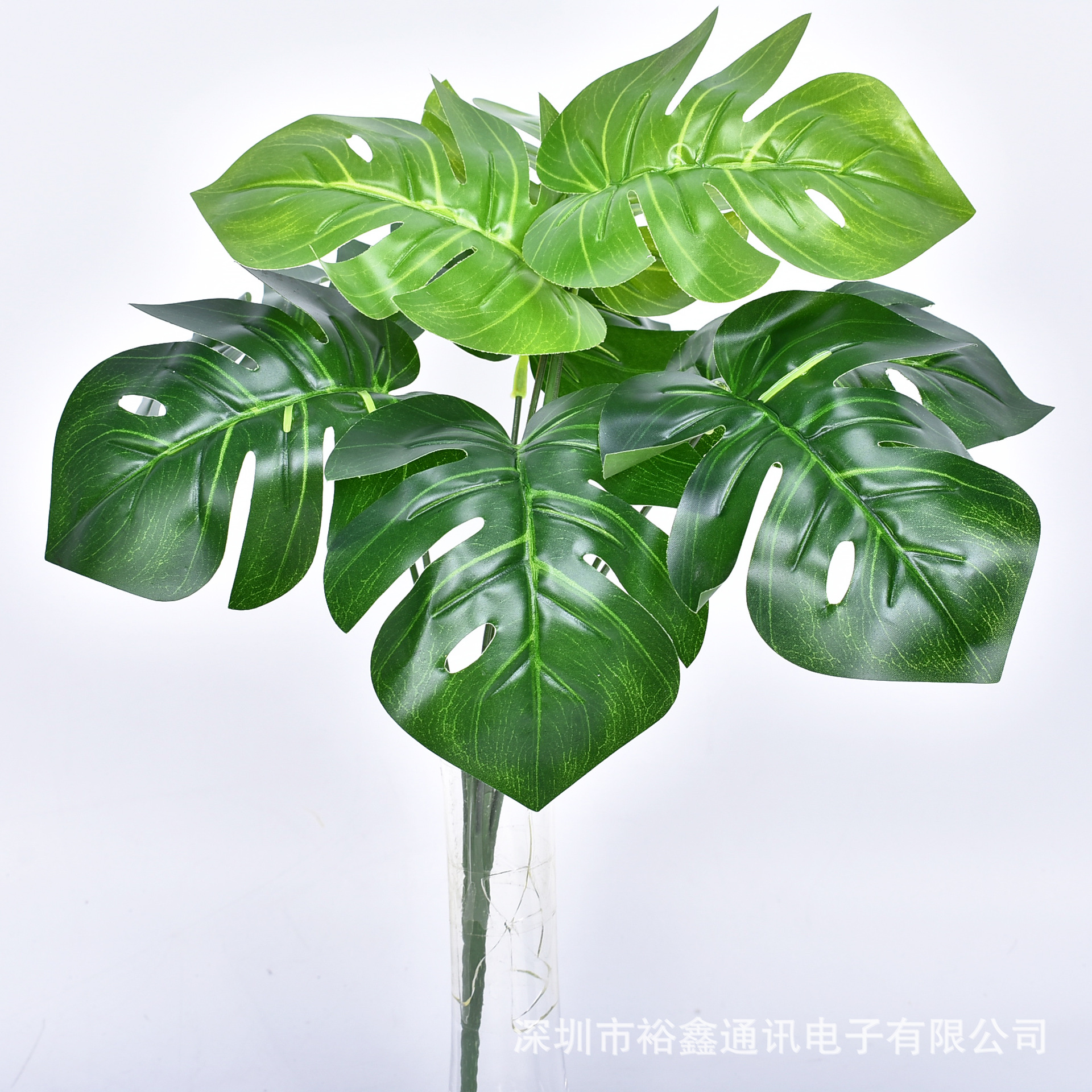 9头龟背叶把束盆栽绿植 过胶手感材质 简约北欧仿真大龟背竹 绿叶