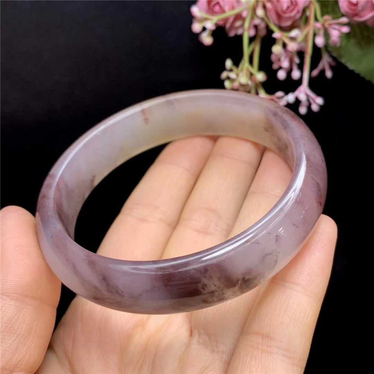 供应珠宝玉器冰种金丝玉紫罗兰手镯女款飘花多彩玉石手镯