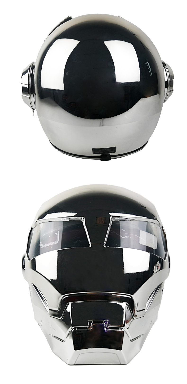 摩托车头盔男 机车个性炫酷钢铁侠复古全盔越野头盔电镀银头盔