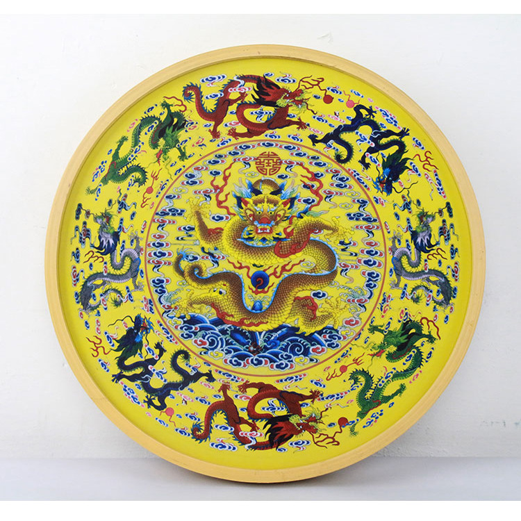 新中式圆形装饰画九龙图挂画风水中国风迎门玄关客厅过道墙装饰画