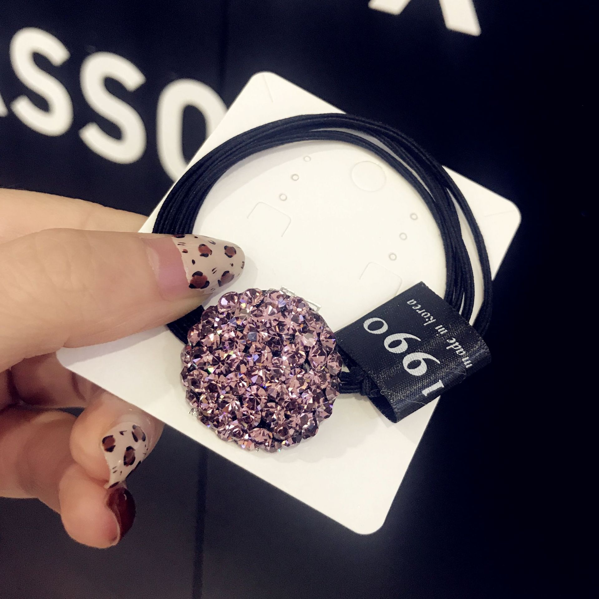 South Korea Dongdaemun 1990 Hair Accessories Czech Crystal Hemisphere Full Diamond Rhinestone Hair Rope Hair Ring Hair Rope Bun