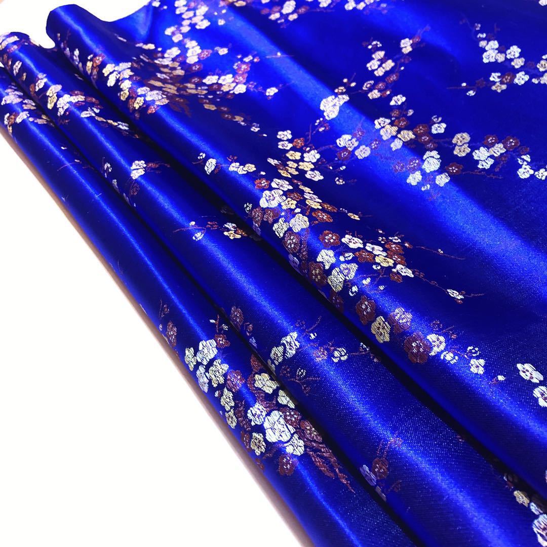 中国风梅花织锦缎缎面旗袍唐装服装面料工艺品手工古装汉服丝绸