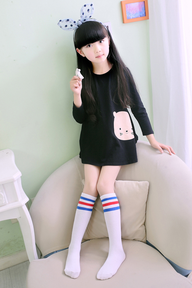 六一儿童小学生舞蹈袜幼儿园园服校服男女童拉拉队操中筒袜子