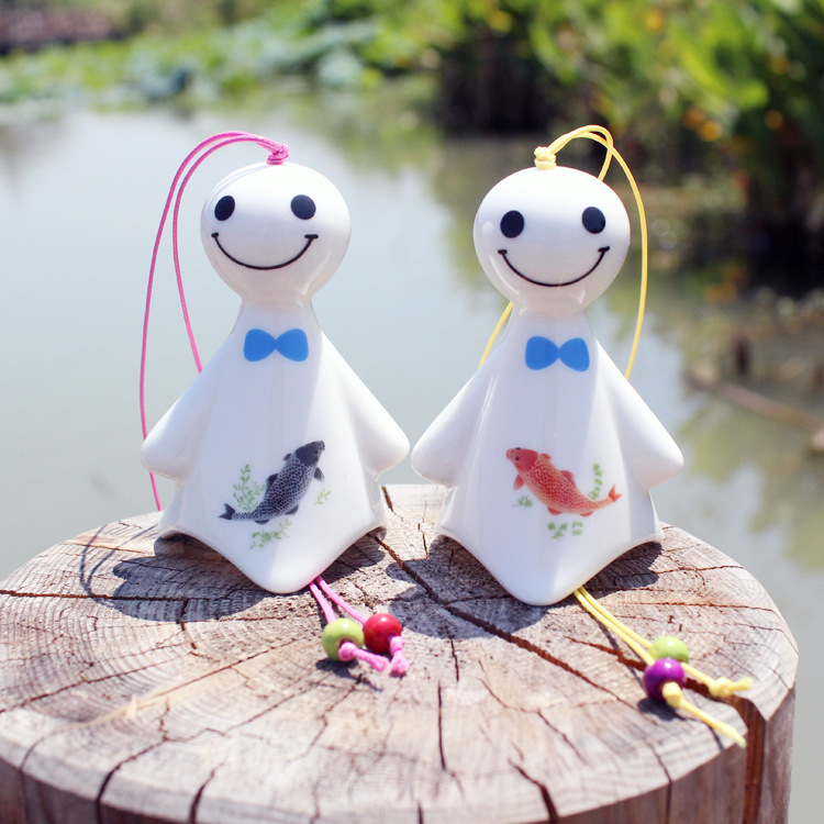 陶瓷饰品日式zakka创意晴天娃娃风铃 情侣挂饰饰车饰旅游