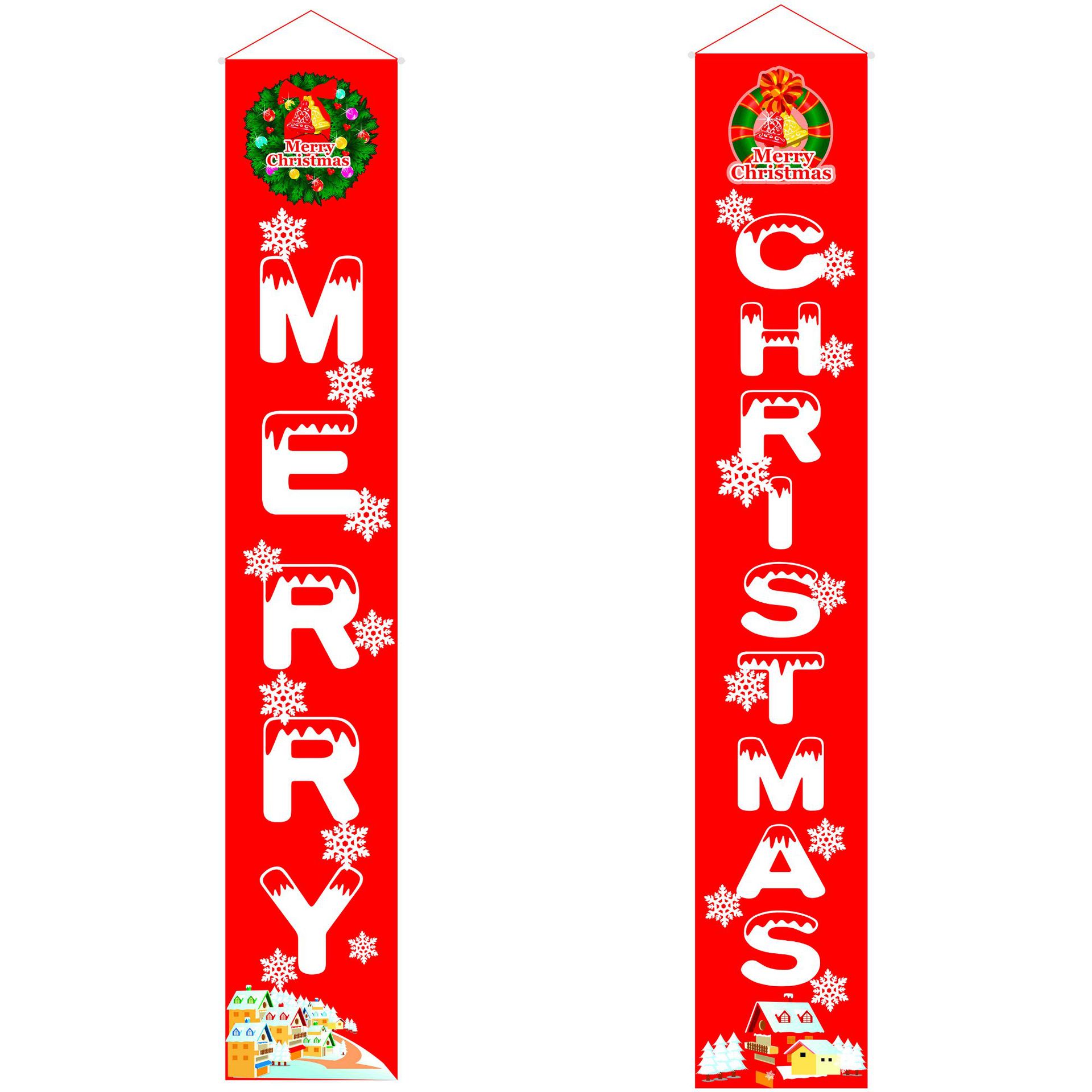 亚马逊热卖爆款圣诞节牛津布门帘对联横幅门幅门联挂旗定做