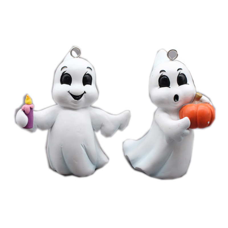 树脂工艺品黑白幽灵娃娃钥匙扣吊件万圣节装饰品跨境货源厂家直供