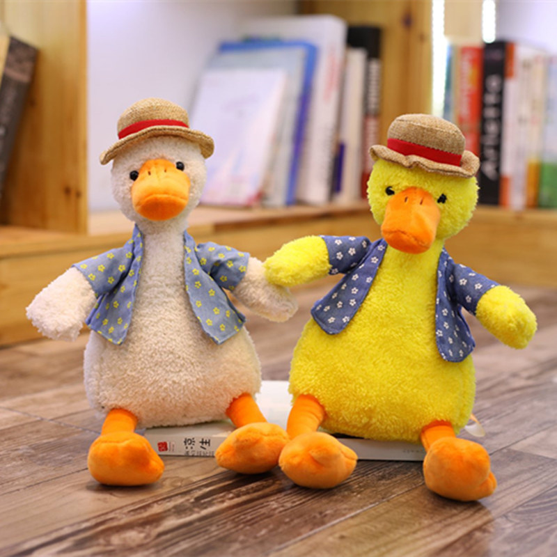 ins礼帽加油鸭你好鸭公仔玩偶毛绒玩具可爱企鹅动物娃娃礼品批发
