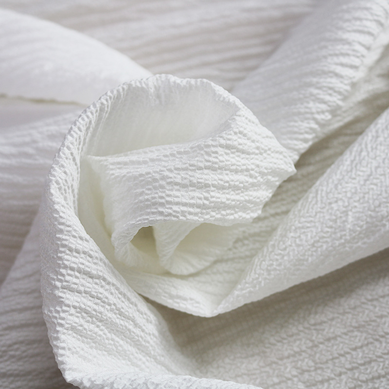 丝锦泡泡绉真丝服装面料 交织色织时尚丝绸布料 厂家批发