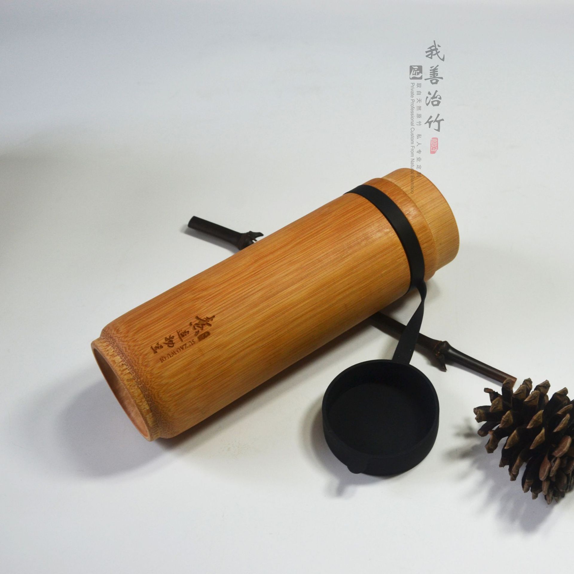 竹杯竹水杯竹茶杯运动竹杯车载竹子杯外贸出口硅胶盖加工定制