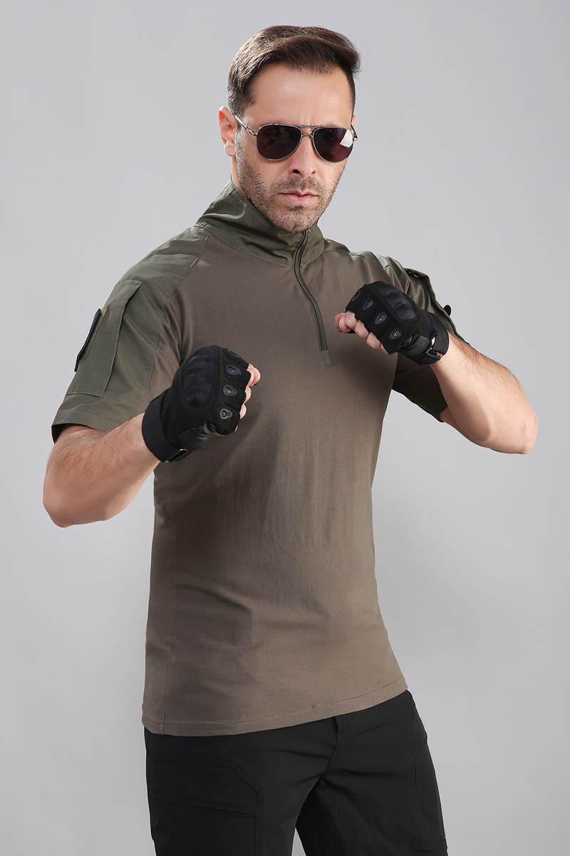 军鹰 迷彩青蛙服短袖弹力格子布教官服蛙人军迷cs战术蛙服上衣