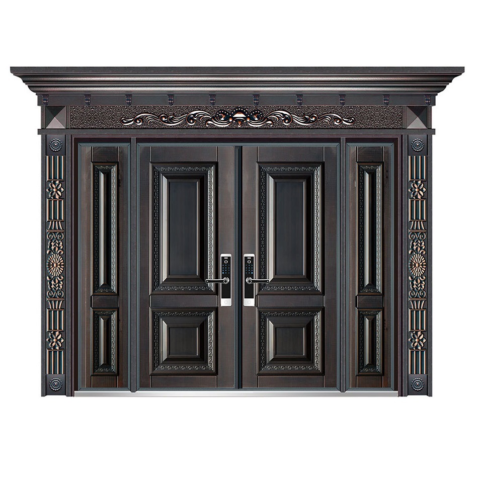 厂家德式仿铸铝卡门高档四开别墅大门甲级安全门防盗门轻奢进户门