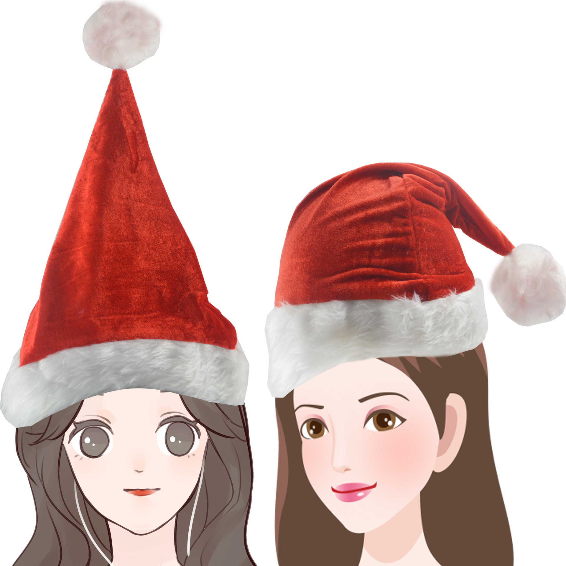 短毛绒帽成人儿童圣诞帽圣诞老人金丝绒帽子圣诞节装饰品头饰帽子-阿