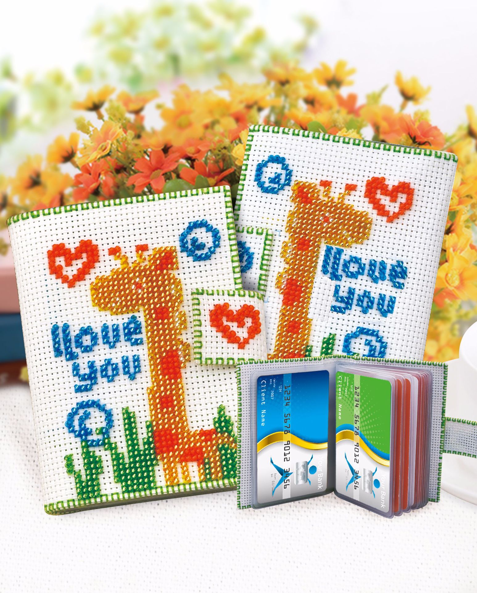 新款手工diy印花十字绣穿珠绣卡包银行公交卡身份证卡通动漫卡套