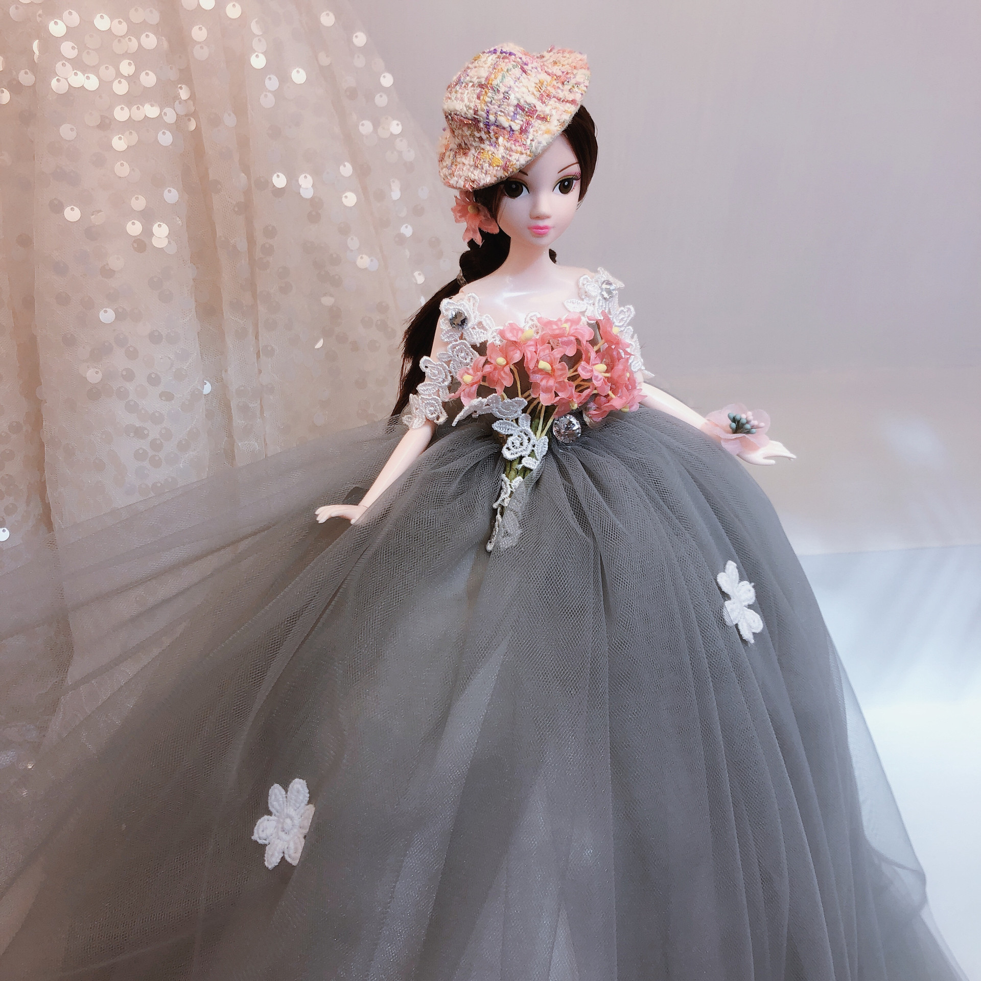 超大紫萱款65cm 巴比洋娃娃礼盒套装女孩生日学校礼品玩具圣诞纱