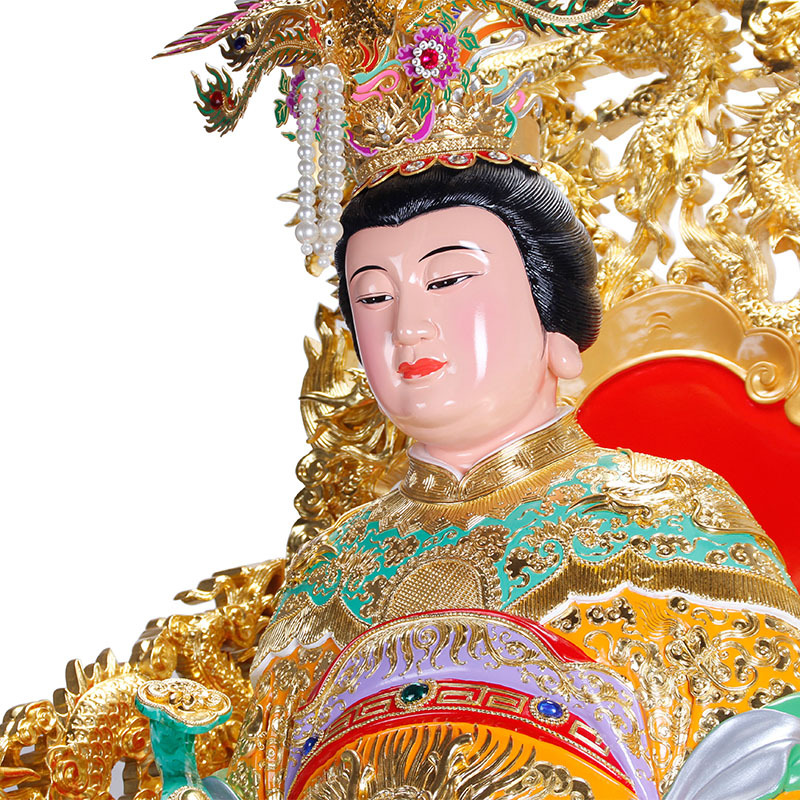 厂家直销香樟木雕刻王母娘娘神像西王母供奉佛像贴金摆件支持定制