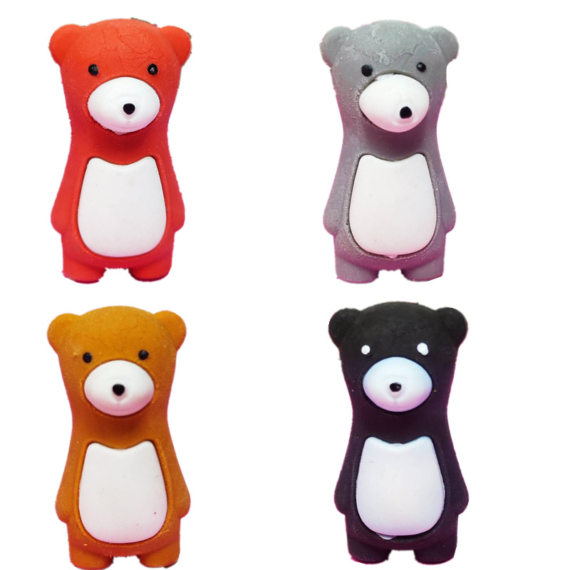 厂家批发可爱3d立体小熊橡皮擦可拆卸小熊橡皮擦儿童学生文具礼物