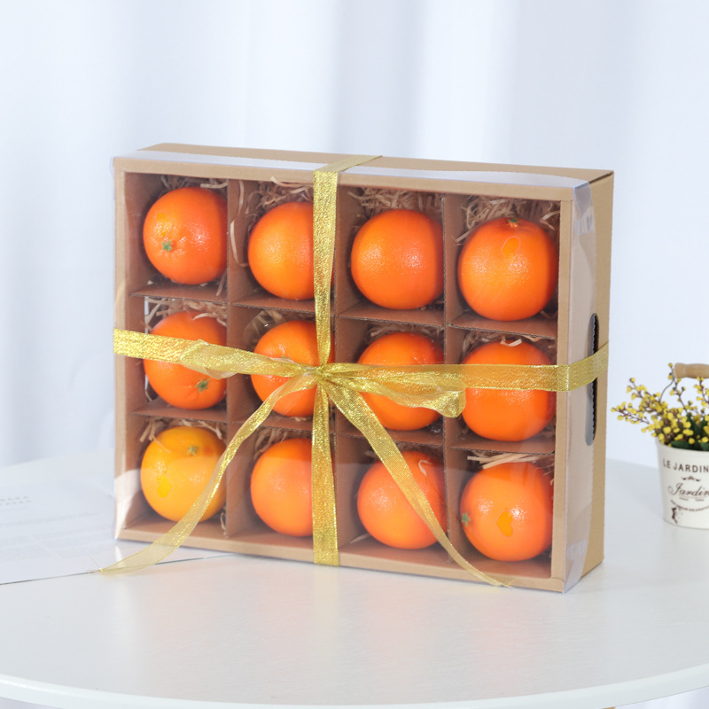 现货批发烫金透明盖鲜橙水果包装盒精美绑带鲜果礼盒时尚精品盒