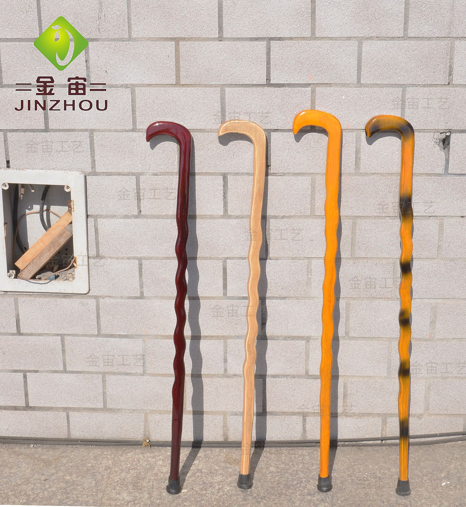 金宙红木色蛇形拐杖一体式实木拐棍老年人专用手杖防滑轻便可定制