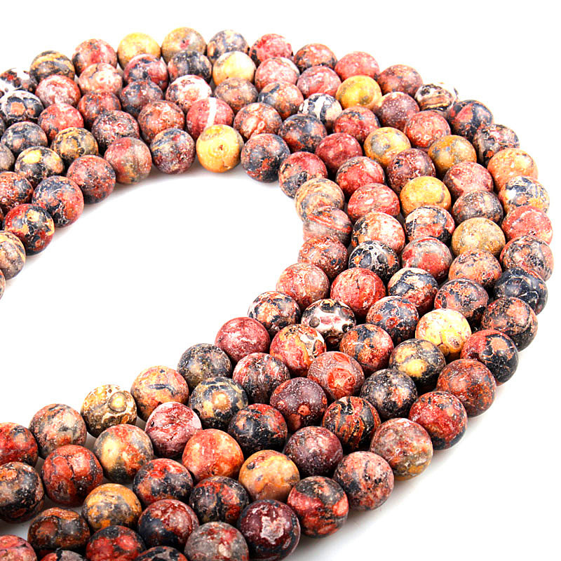厂家直销天然红豹皮石散珠手工diy饰品配件半成品珠子串珠批发
