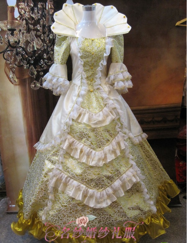 立领宫廷服女复古万圣节酒会宫廷欧式演出服英国话剧影楼宴会演出