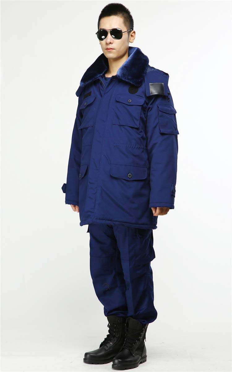 批发新式消防作训大衣火焰蓝大衣新式防寒保暖防水棉大衣