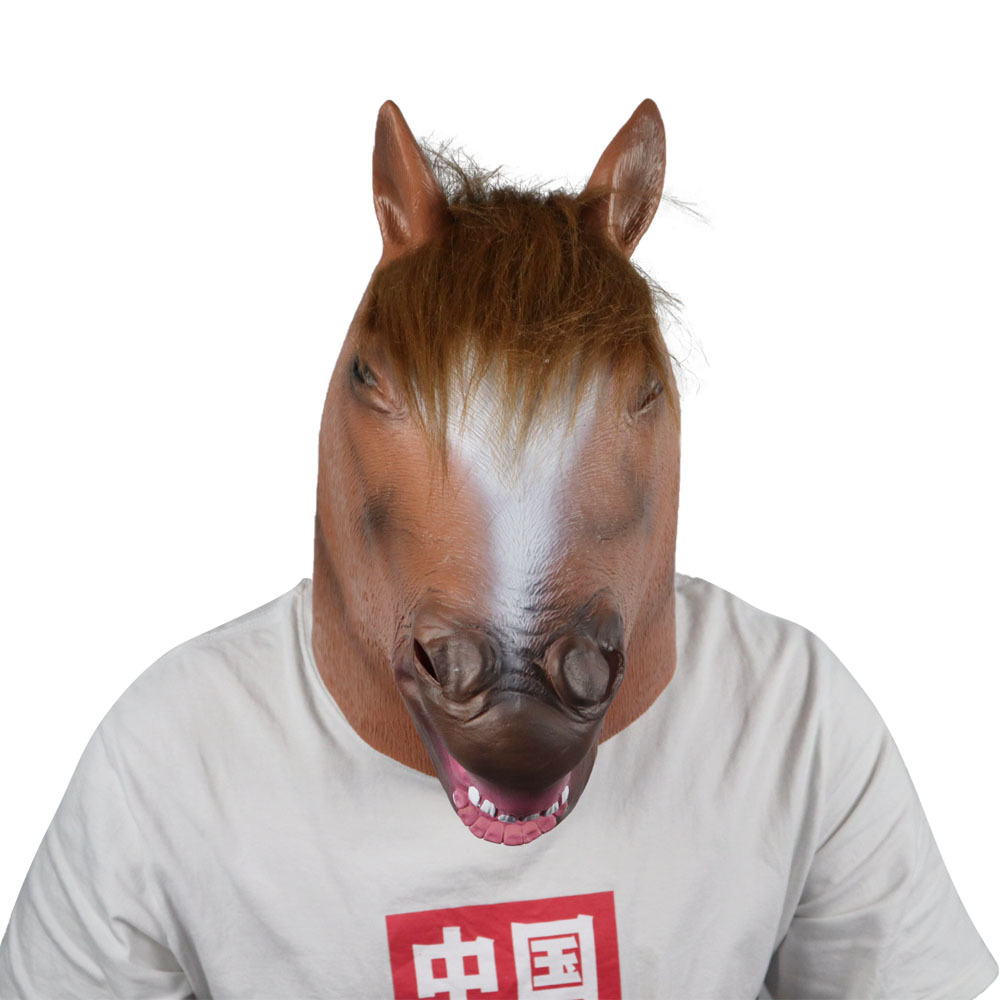马头面具 动物头套 江南style犬马君 万圣节棕马面具乳胶面具批发