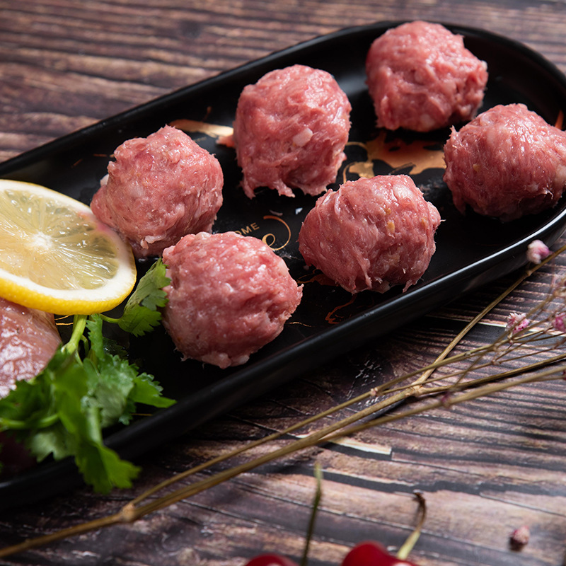 千年记手工牛肉滑 西餐生牛肉火锅新鲜食材 潮汕爽滑牛肉丸子厂家