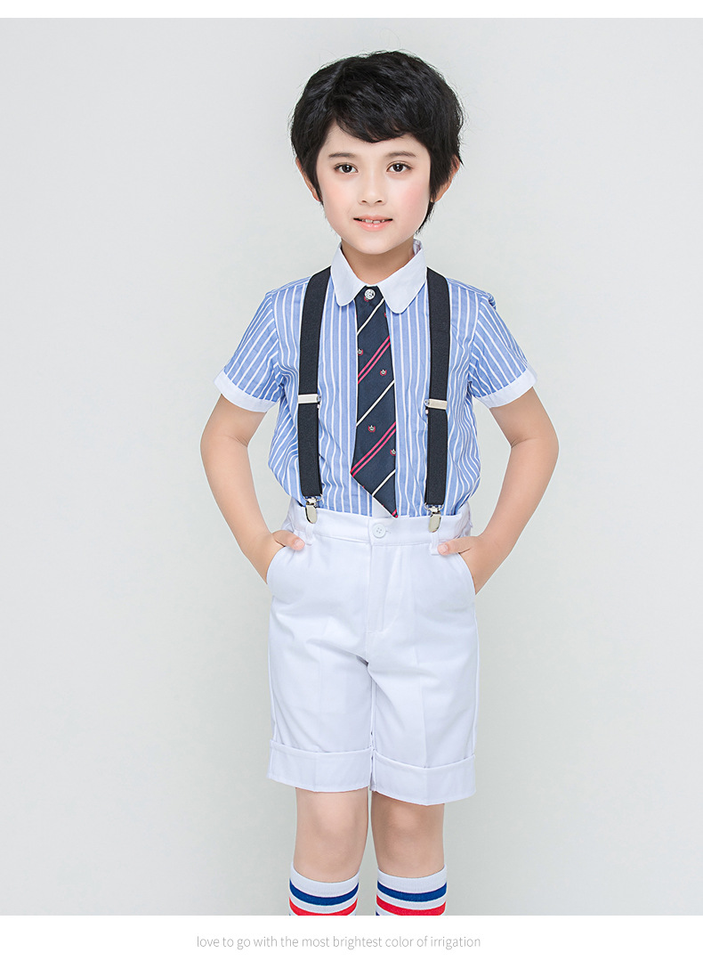 花童男童礼服套装夏2019新款小男孩礼服背带裤服装钢琴演奏演出服