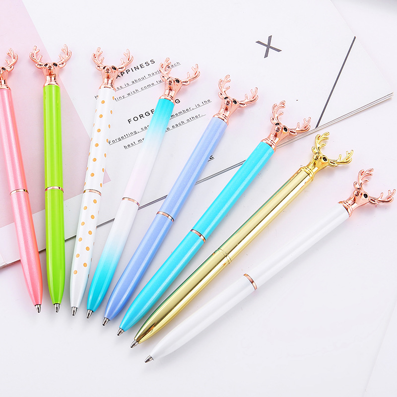 Creative Multi-Color Gradient Color Metal Ballpoint Pen Small Antler Decorative Ballpoint Pen Advertising Metal Pen Customization