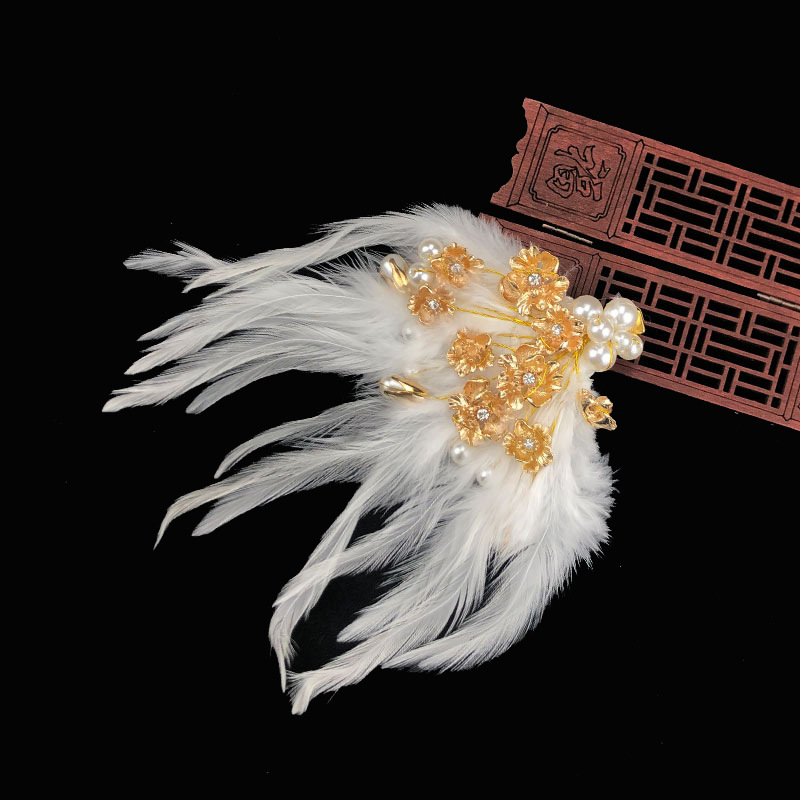 影楼古装假发头饰套装汉服羽毛头饰发夹古典头饰羽毛发梳发簪饰品