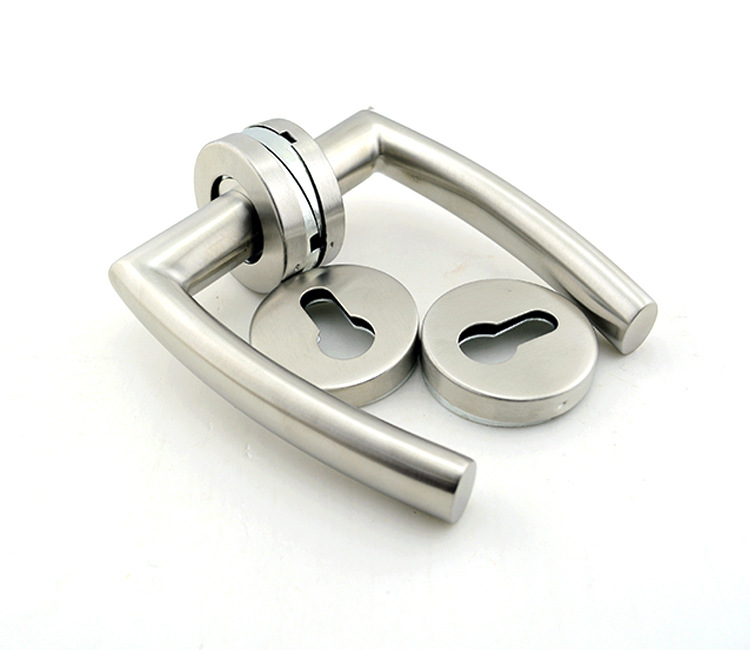 厂家批发 家用五金不锈钢防盗门拉手门锁配件直角弧形防火门把手