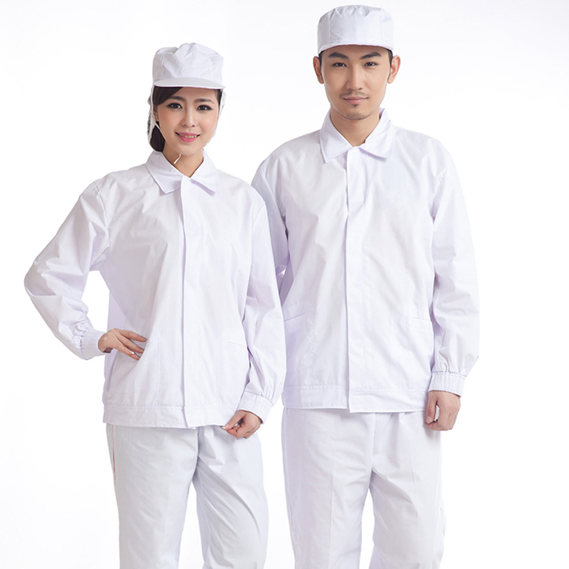食品车间工作服白色长袖短袖男女四季款套装防尘工装批发