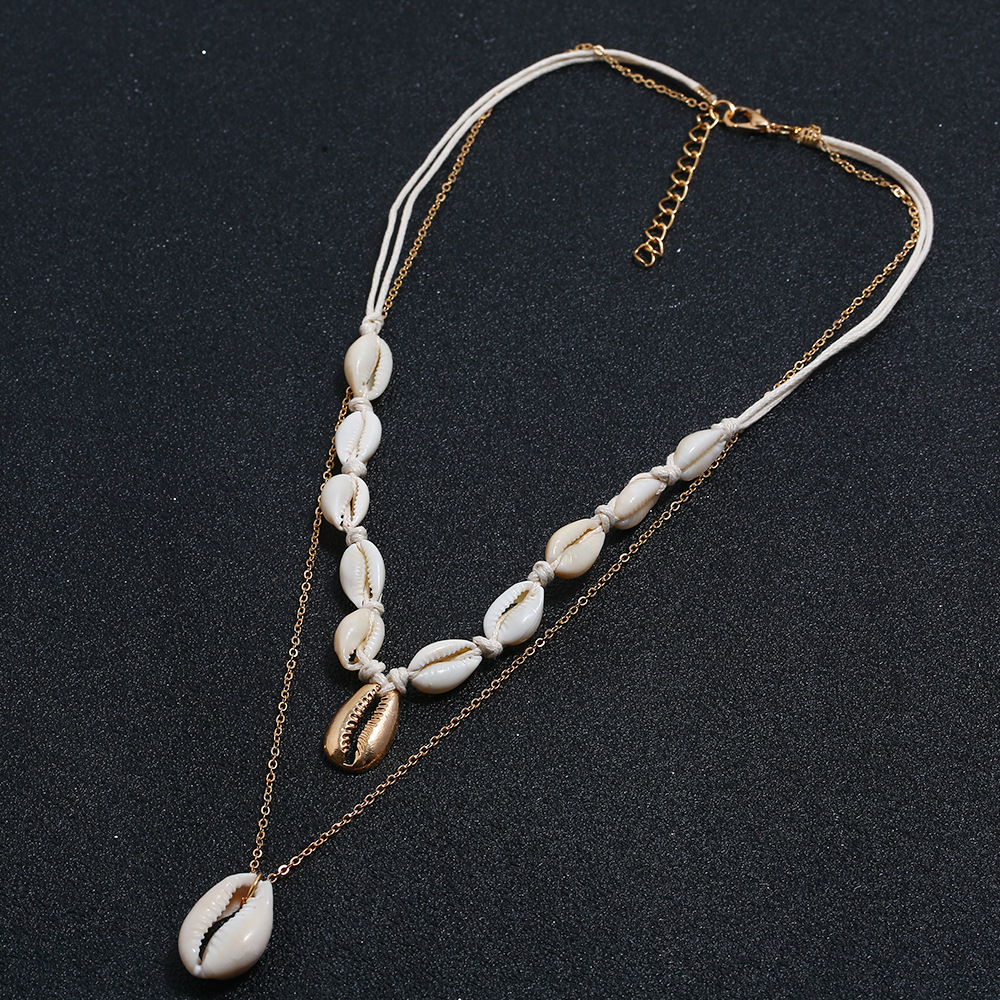 百搭项链ins多层贝壳吊坠项链 波西米亚项链新饰品跨境 necklace