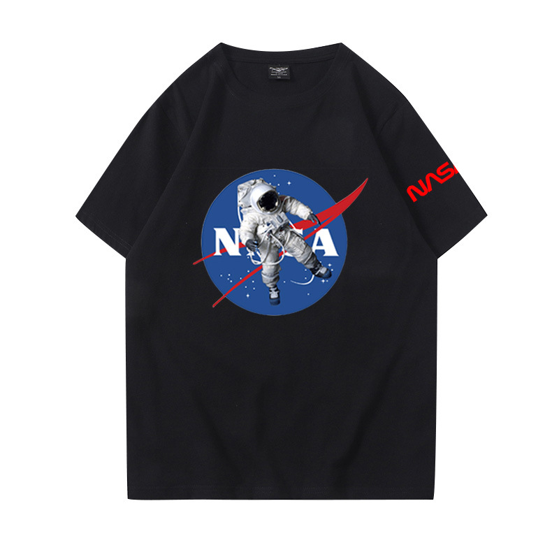 nasa袖标宇航员潮牌男装短袖t恤加大码文化衫street wear clothes