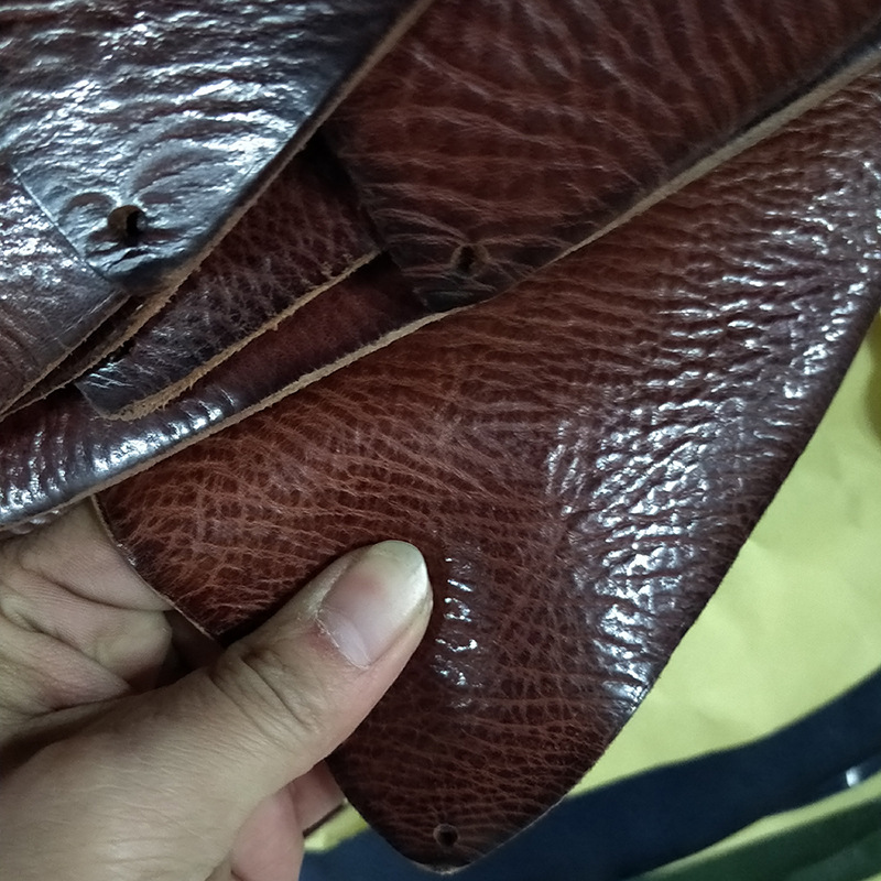 皮变色皮手工包皮革 箱包鞋料皮革 头层牛皮植鞣革摔纹全粒面牛